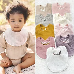 Boys and Girls Pure Cotton Candy Colored Comfortable Saliva bib Baby Solid Lace Saliva Towel Saliva Towel Baby Supplies