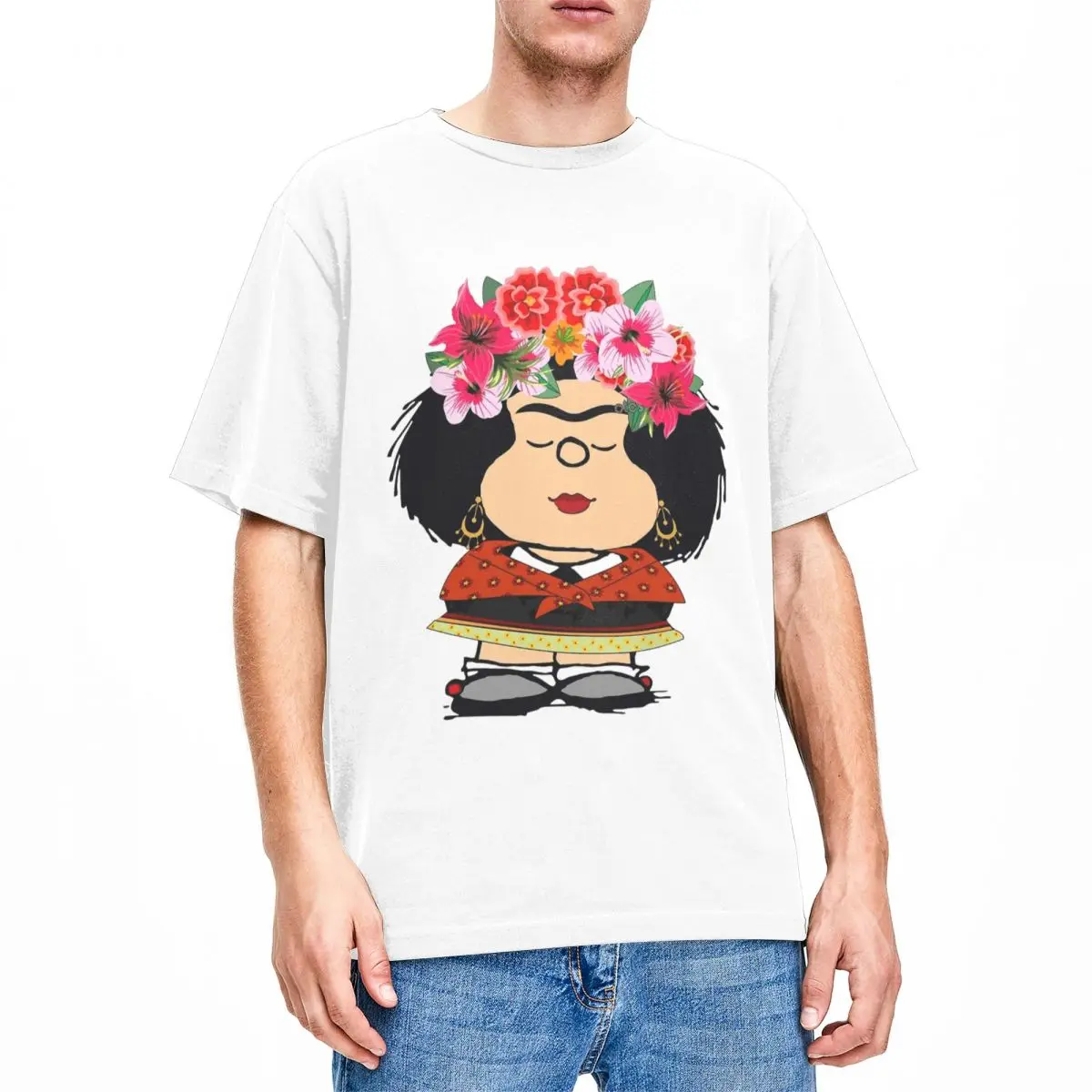 Mafalda Kahlo Fanart Merch T-Shirts Men Women Funny Cartoon Funny Pure Cotton Tees Crew Neck Short Sleeve Plus Size Clothing