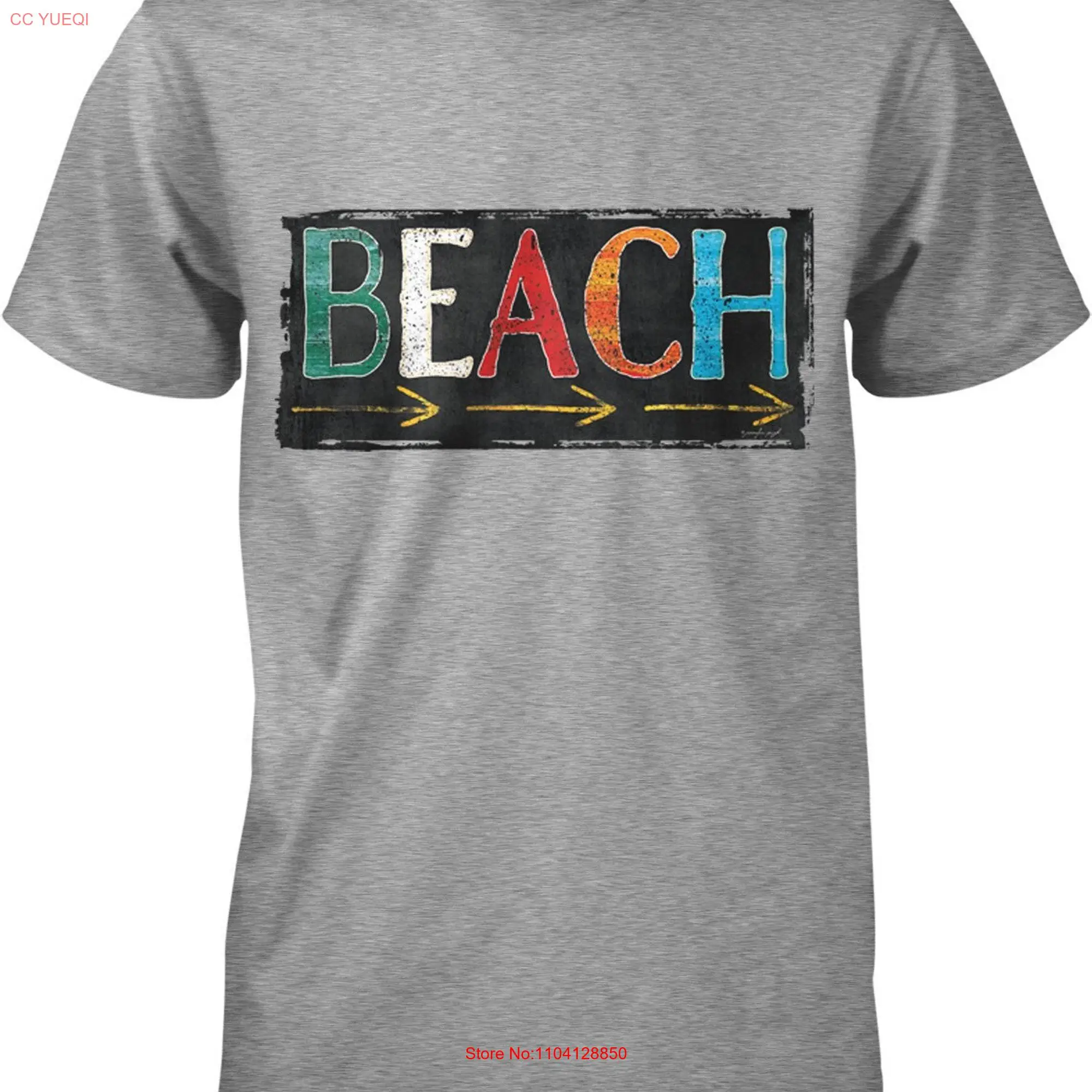 Beach Arrow Sign This Way to the Sun and Fun Men's T shirt HOOD_00386 long or short sleeves