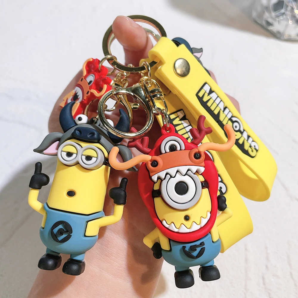 Anime Minions Keychain12 Chinese Zodiac Series Cute Cartoon Child Toy Key Ring School Bag Car Key Accessories Gift