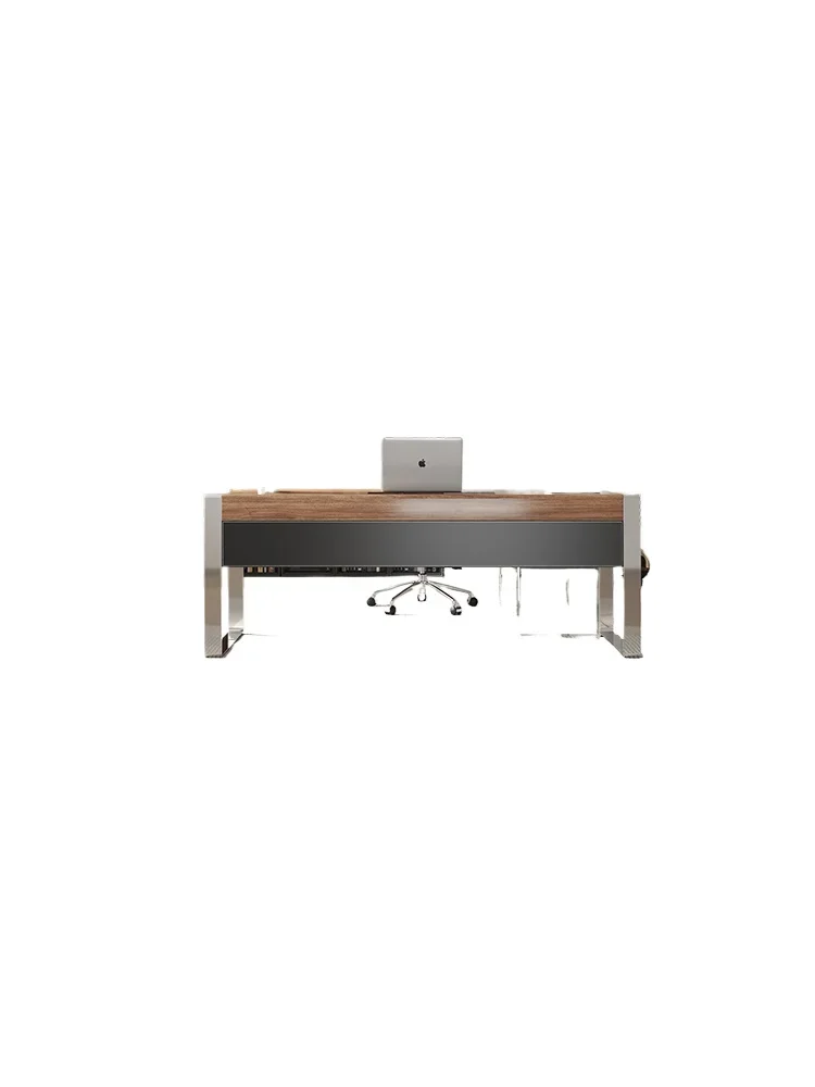 Italian minimalist boss desk home study modern minimalist black walnut saddle leather desk computer table