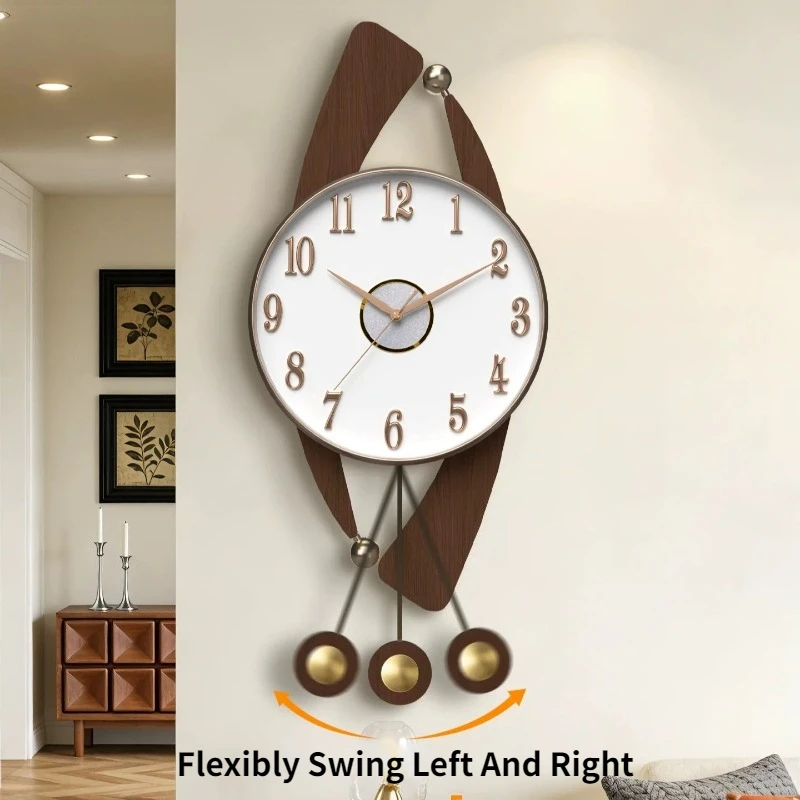 Creative Trend Wooden Sway Wall Clock Fashion Living Room Mute Clocks Restaurant Bedroom Wall Watch Home Decor Gift Quartz Clock