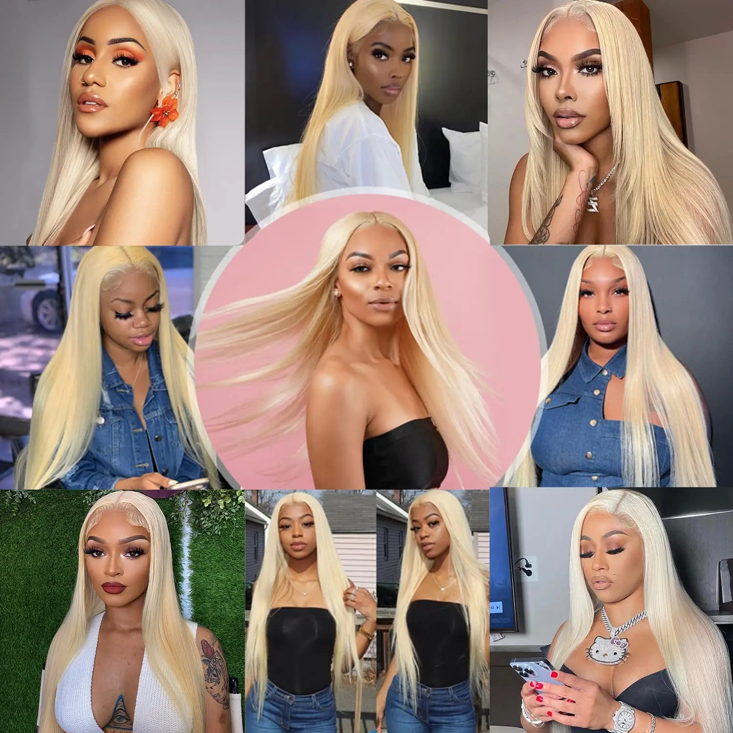 QUANDE 613 13x4 Lace Front Human Hair Wigs Honey Blonde Color Straight HD Transparent Frontal Wig 250% Density