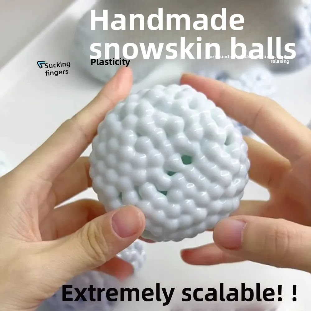 Glutinous Rice Ball Squeeze Toy Ice Skin Squishy Ball Slow Rebound Stress Relief Toy for Adults Kids Handmade DIY Crunchy Toy