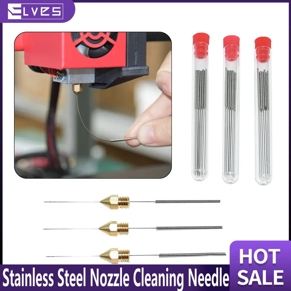 10pc/set ELVES 3D Printer Parts Stainless Steel Nozzle Cleaning Needles Tool 0.15mm-0.4mm  Drill For V6 Nozzle 3D Printer Hotend