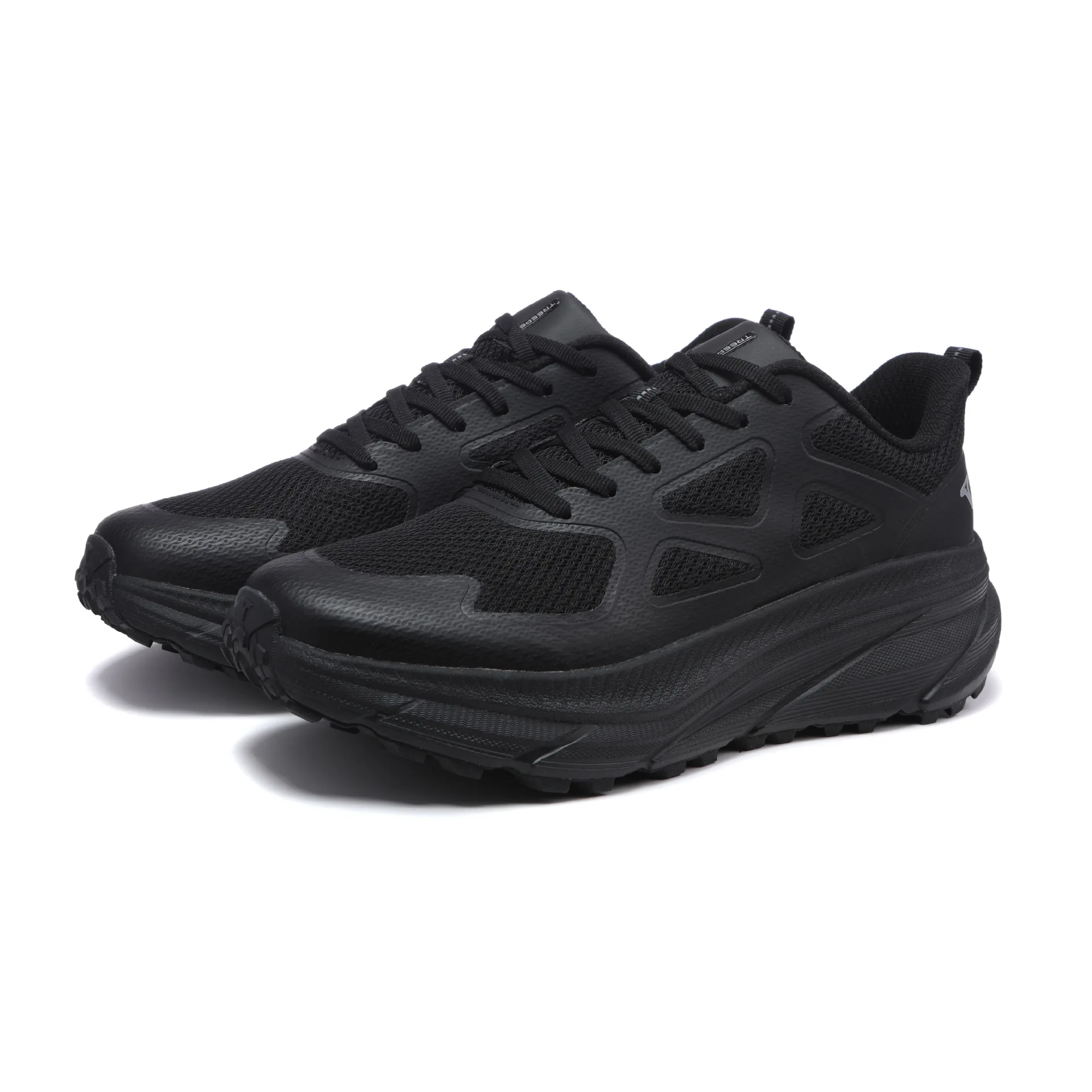 Boy Sports Running Black Jogging Shoes Casual Sneakers Outdoor Breathable Mesh For Women Light Shock-absorption Black Tennis