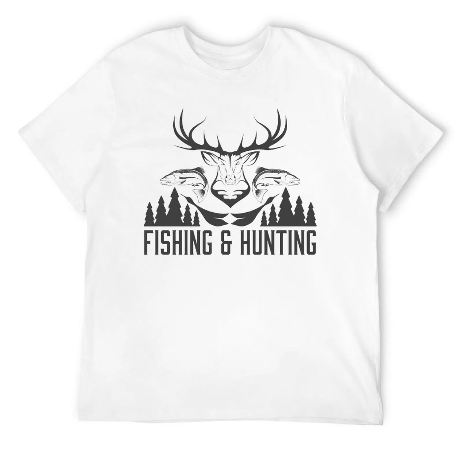 Harajuku Hunting And Fishing in Vintage Emblem Design Antler Horns Mallard Pine Tree (6) T-shirt  Sports T-shirts Hot Sale Humor