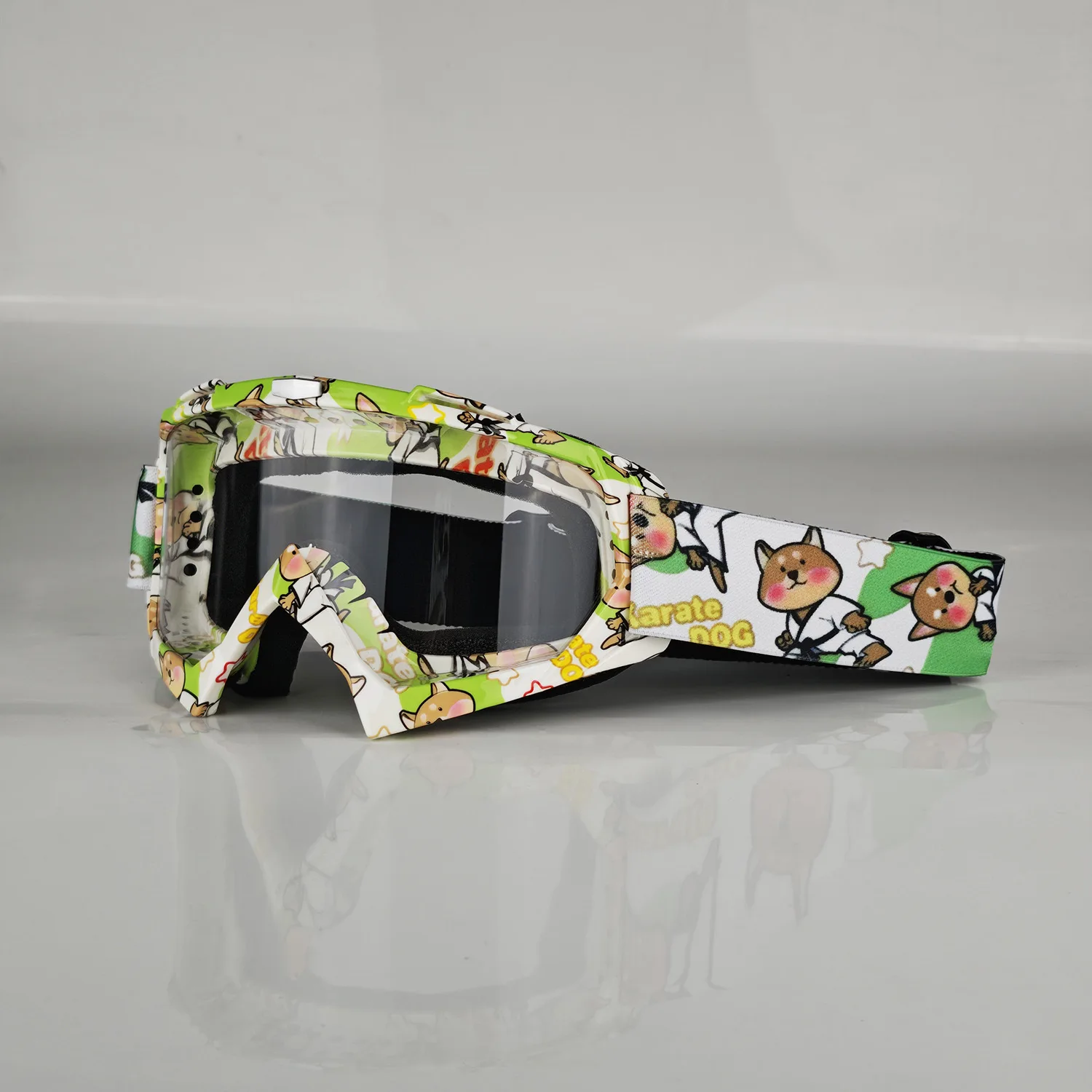 Unisex Cartoon Pattern Ski Motocross Goggles, UV400 Wind‑Dust‑Proof Colorful Lens for Dirt Bike Off‑Road Riding Sports