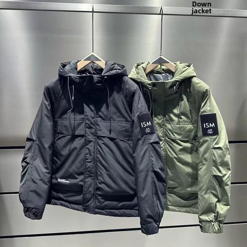 

Мужская утепленная куртка с капюшоном, осенне-зимняя, модная, простая, универсальная, для работы, для активного отдыха, ветрозащитная, молодежная, из полиэфирного волокна