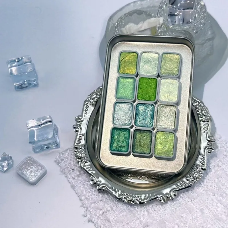 

12 цветов, 1 мл, набор перламутровых однотонных акварельных красок, художественная акварель/традиционная китайская живопись, украшение, крашение, акварель