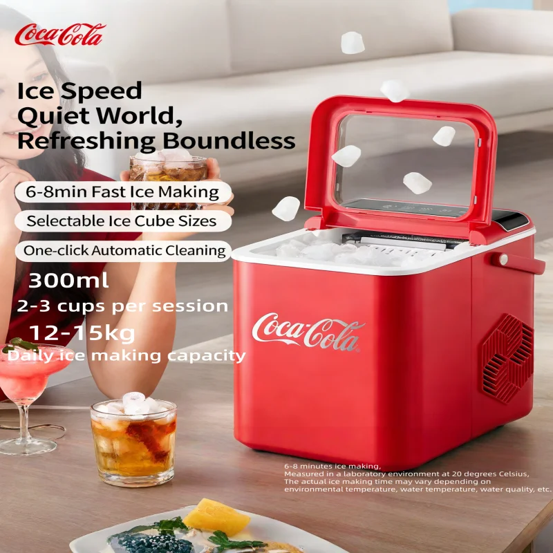 Máquina de Fazer Gelo Elétrica Coca Cola, Multifuncional e Automática, para Casa, Cozinha e Escritório, Máquina de Gelo Portátil