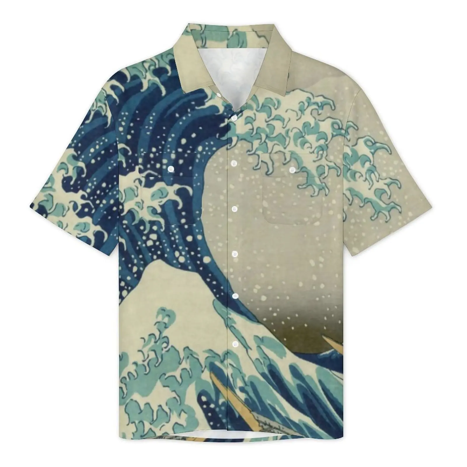 Hawaii Shirt Vacation Mountains Blouses The Great Wave Off Kanagawa Classic Casual Shirts Men Short Sleeve Street Oversized Tops