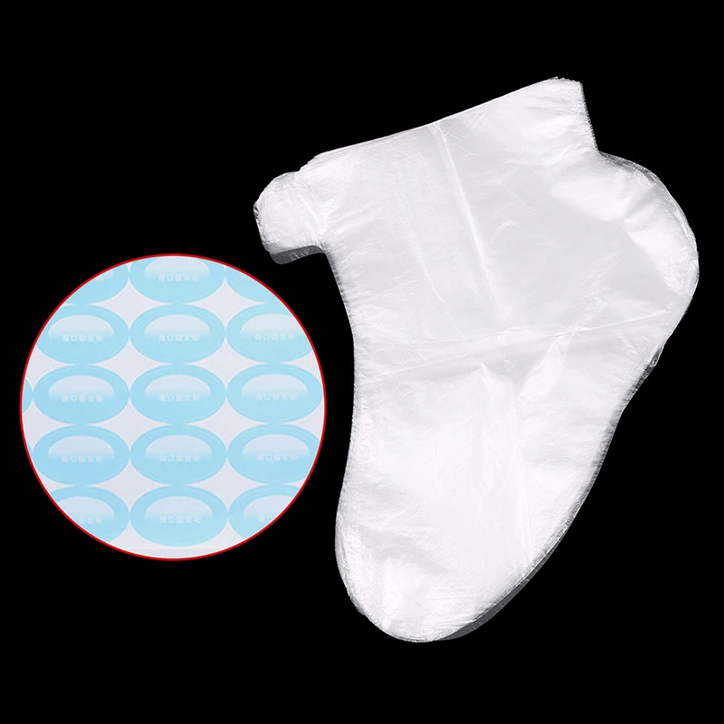 100Pcs Disposable PE Empty Gloves Foot Covers Transparent Shoes Cover Paraffin Bath Exfoliating Foot & Hand Mask Therapy Bags