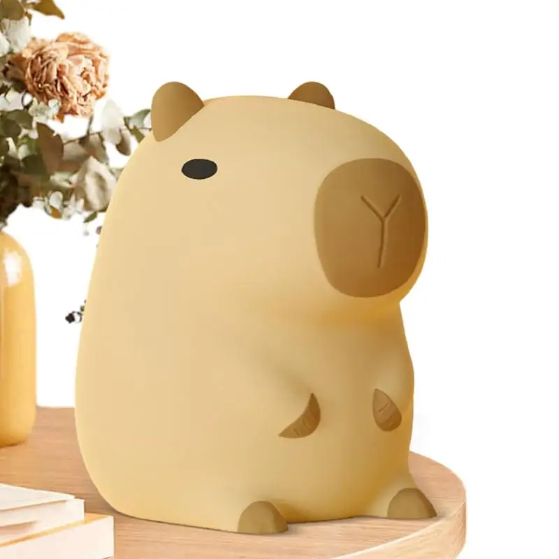 Cute Cartoon Capybara Silicone Night Light USB Rechargeable Timing Dimming Sleep Night Lamp for Children's Room Decor