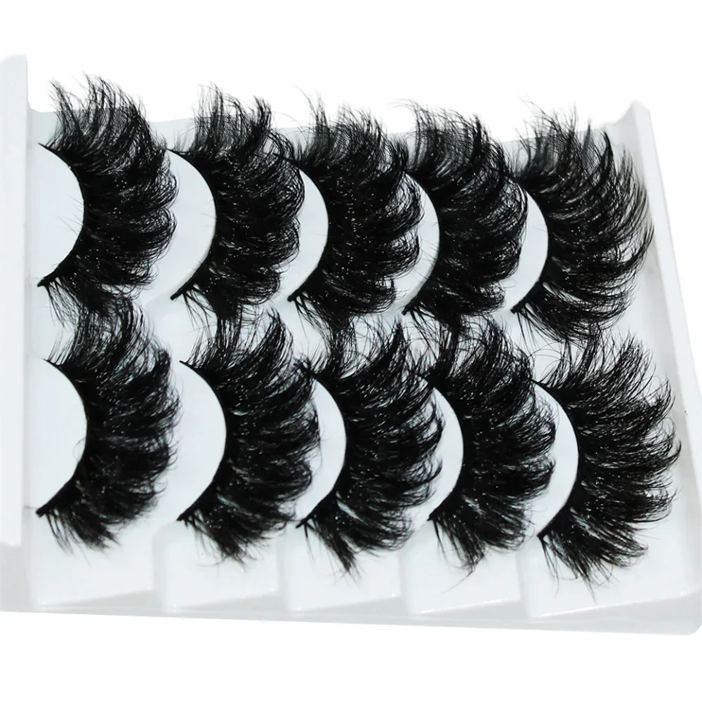 Thick Dramatic Faux Mink Eyelashes - 5 Pairs of Fluffy 3D Lashes for Dramatic Volume