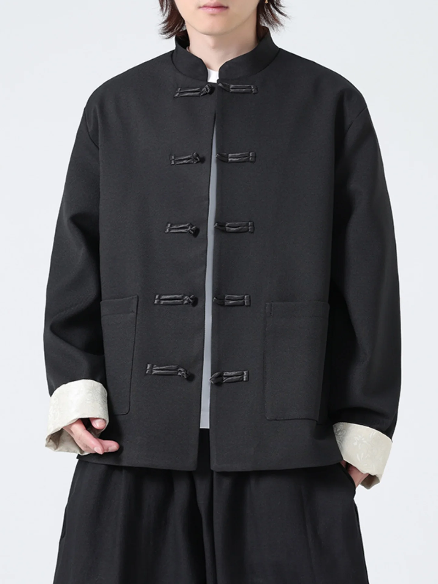 

Bla Zhongan Coat Men's New Chinese Sle Retro Button Tang Hanfu Autumn Middle-Aged And ly Men's Stand Collar Jaet