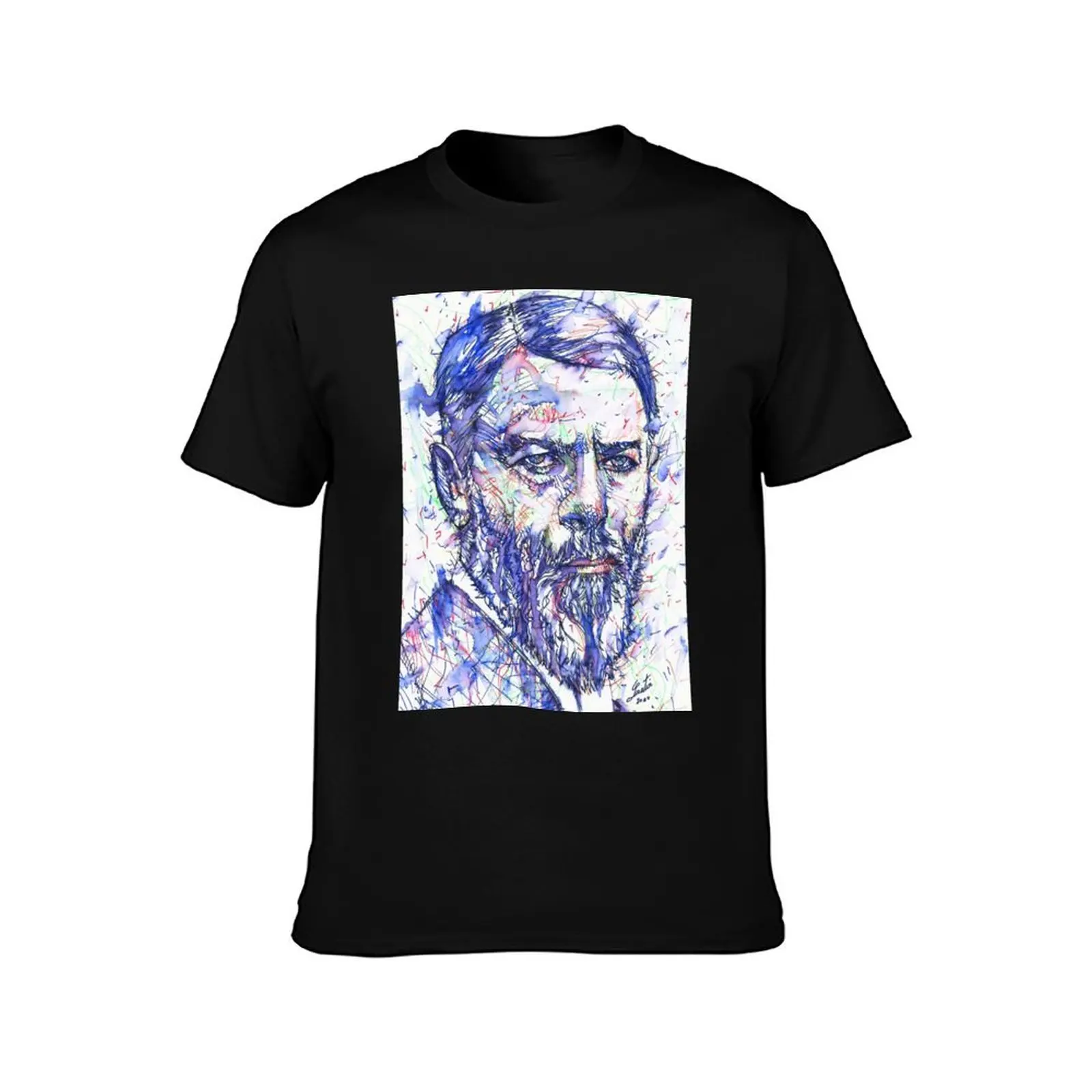 صورة MAX WEBER بألوان مائية وحبر. 1 تي شيرت تي شيرت للرجال حزمة تي شيرت أبيض مخصص
