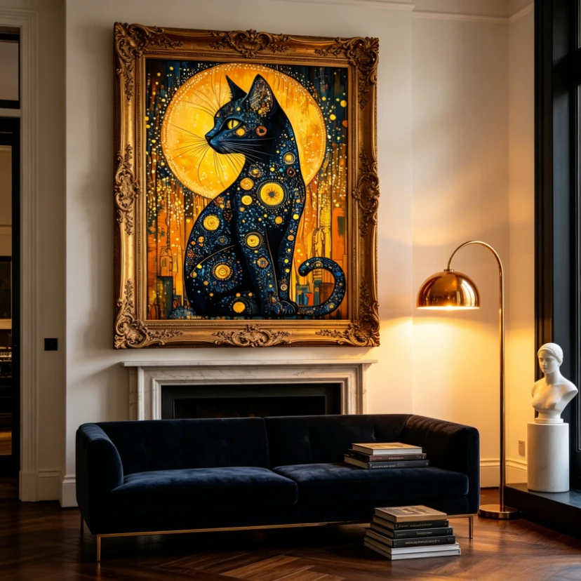 Animal Black Cat with Full Moon 500/1000/1200/2000 PCS Jigsaw Puzzles Family Activity Game for Gameroom Home Decor Frameless