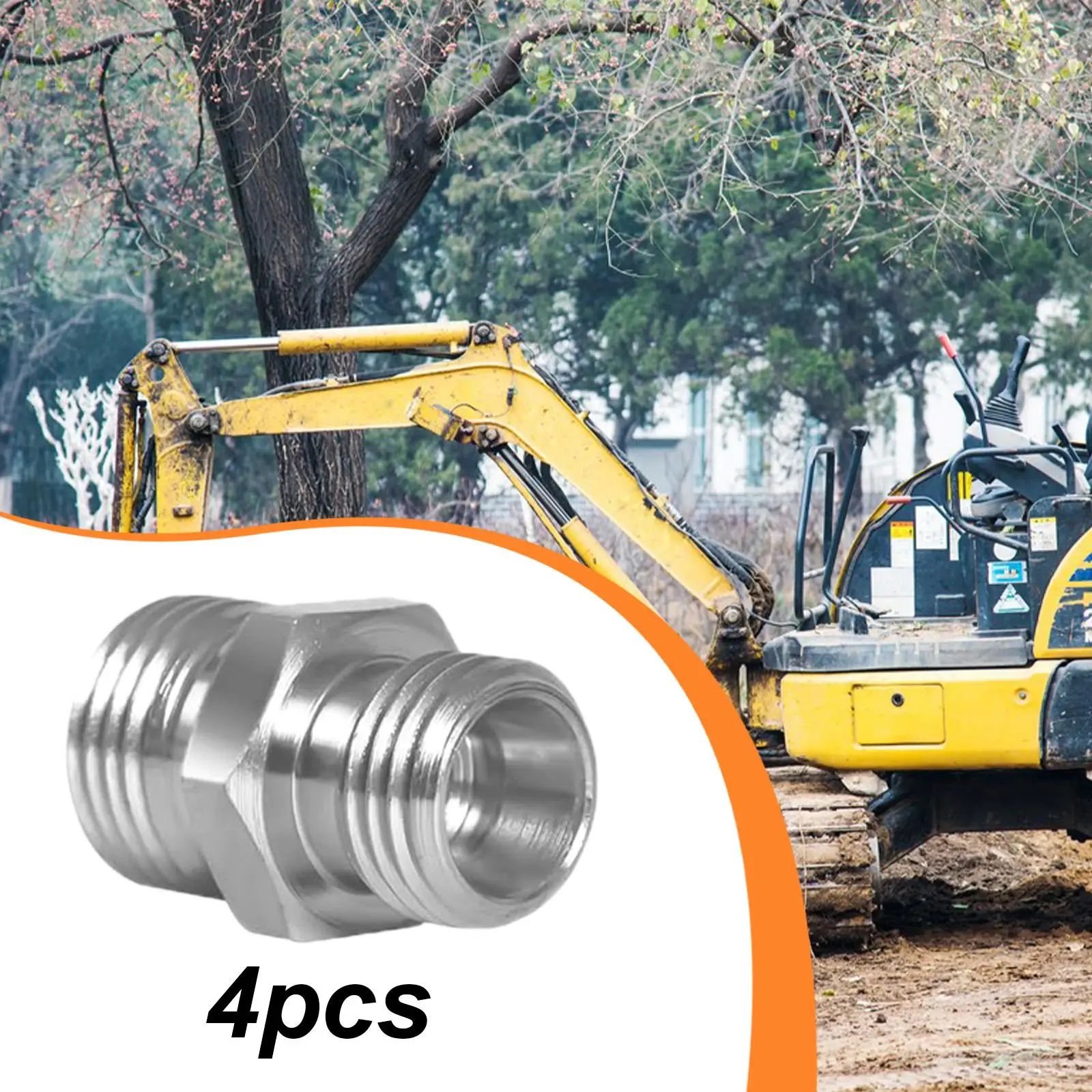 4 Pieces M14 to 16mm Hydraulic Adapter Converter Sturdy Repair Parts Hose Connect Hardware Carbon Steel Replacement Fittings