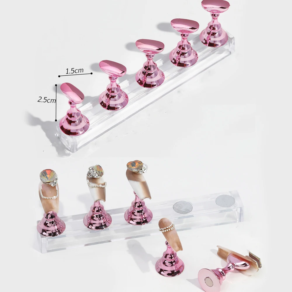 5 Teile/los Schach Bord Magnetische Nagel Praxis Halter Acryl Falsche Nagel Display-ständer UV Gel Polnisch Zeigt Regal Maniküre Werkzeuge