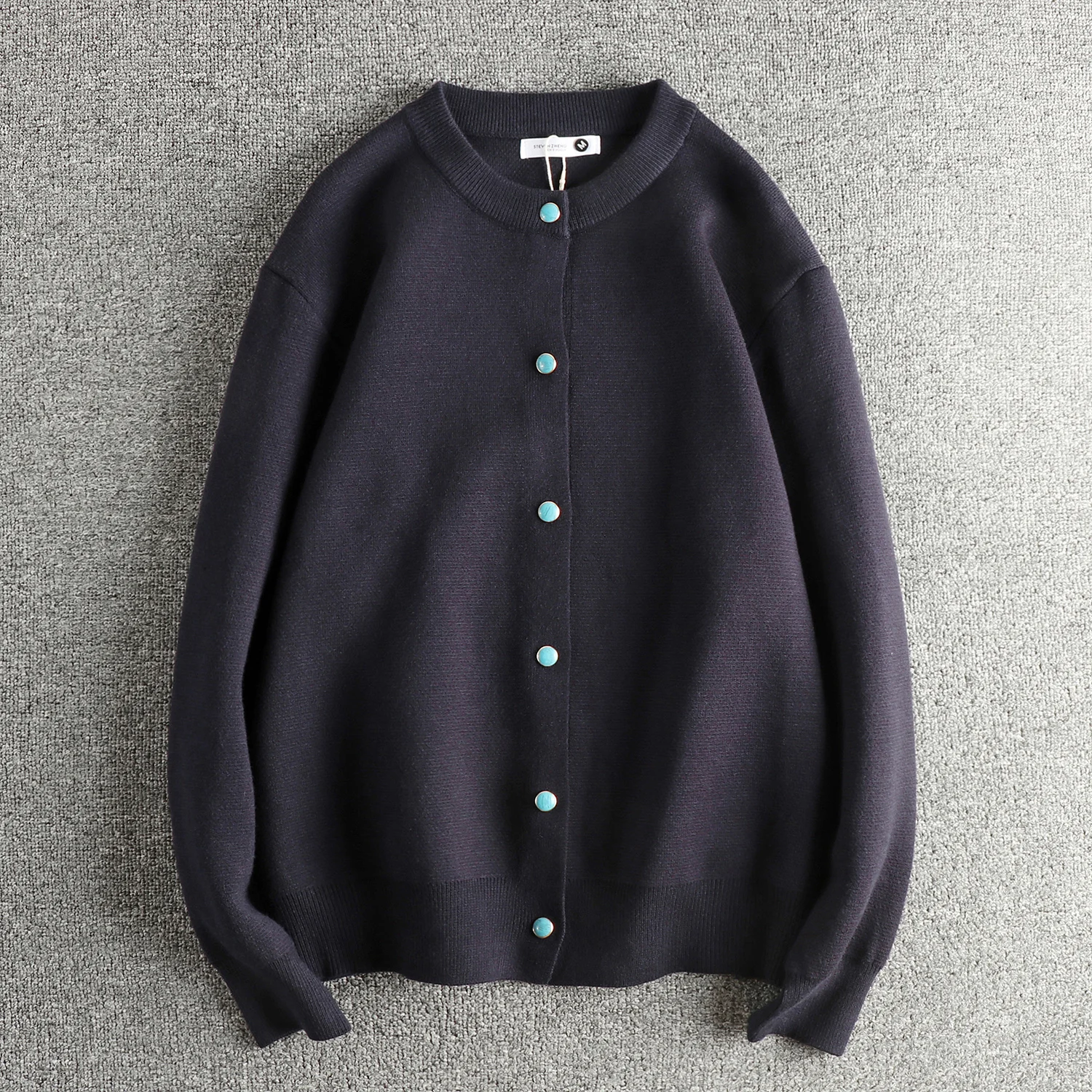 

Comfortable Knitted Sweater with Gem Button Design round Neck Casual Style for Youth Men's Fashion Autumn Winter Cardigan Coat