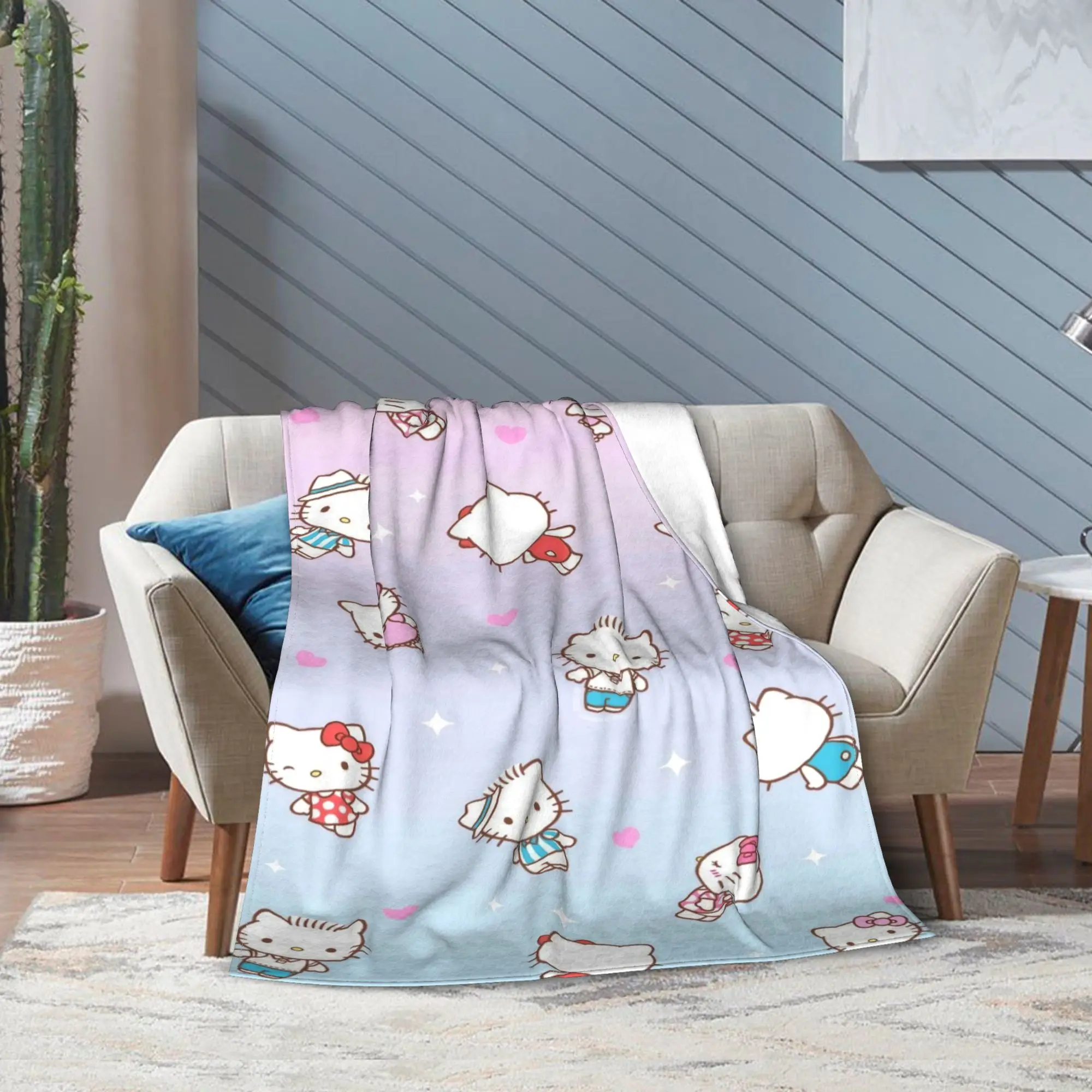 

Hello Kitty Cartoon Pattern Flannel Blankets Awesome Throw Blanket for Bed Sofa Couch 200x150cm Bedspreads