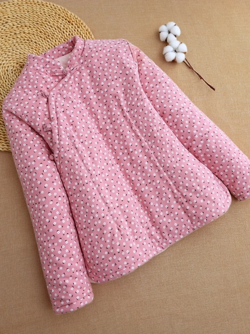 القطن الخالص وسادة مبطنة للنساء جديد النمط الصيني مشبك سليم صالح سميكة ودافئة الرجعية الخريف الشتاء معطف أعلى w342