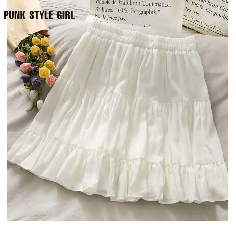 

High Waist Kawaii Pleated A Line Mini Skirts Women's Summer Korean Fashion Casual Short Black White Skirt Alt Clothes Female