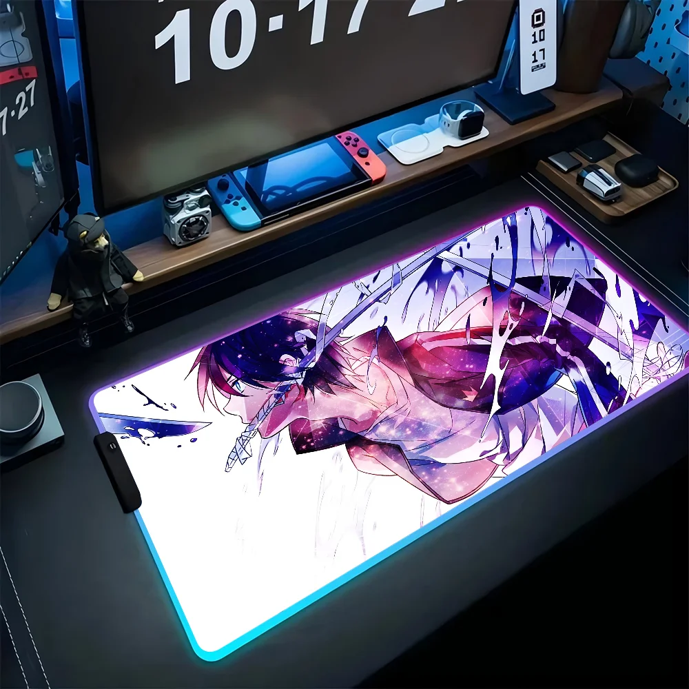 

anime N-Noragami Mousepad XXL RGB Gaming Mouse Pads HD Black Gamer Accessories Large LED