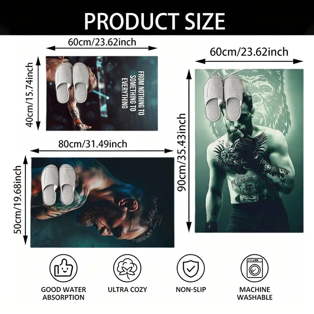 Boxing C-CONOR M-McGregor Floor Mat Soft Non Slip for Entry Door Bathroom Indoor Home Decorative Carpet