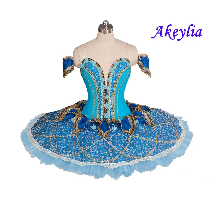 

Sleeping beauty Professional ballet tutu blue bird peformance classical pancake tutu stage costume ocean blue ballet tutu JN0481