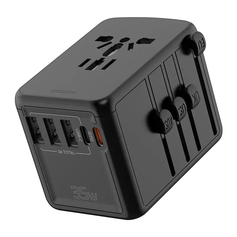 carregador de viagem universal com conversor dual tipo c plug suporte de carregamento multifuncional adaptador de viagem internacional pd35w 01