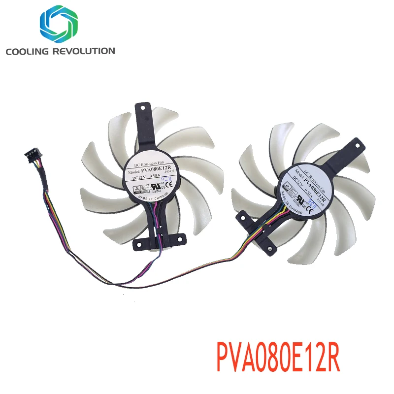 Graphics card fan PVA080E12R DC12V 0.50A 4Pin for ASRock Radeon RX 5500XT Phantom Gaming 8G OC