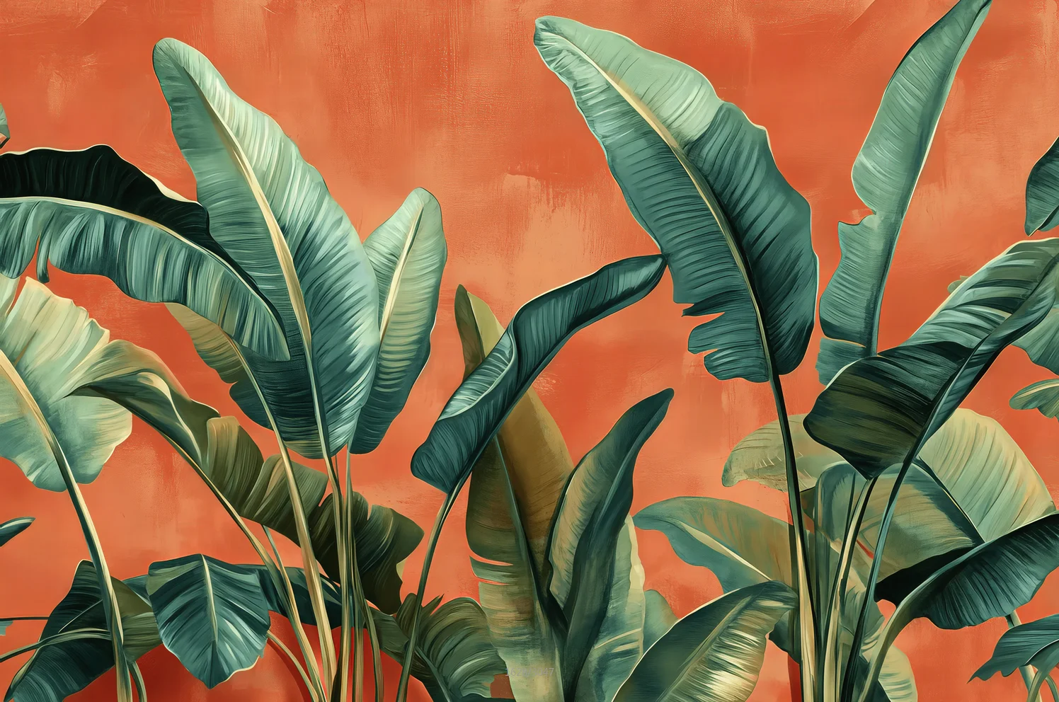 Custom size mural Hand-painted parrot rainforest plant leaves background mural home decoration watercolor 3d wallpaper photo