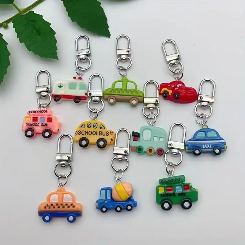 10pcs resin cartoon car keychain, suitable for luggage and mobile phone accessories, is the best choice for gifts view 2