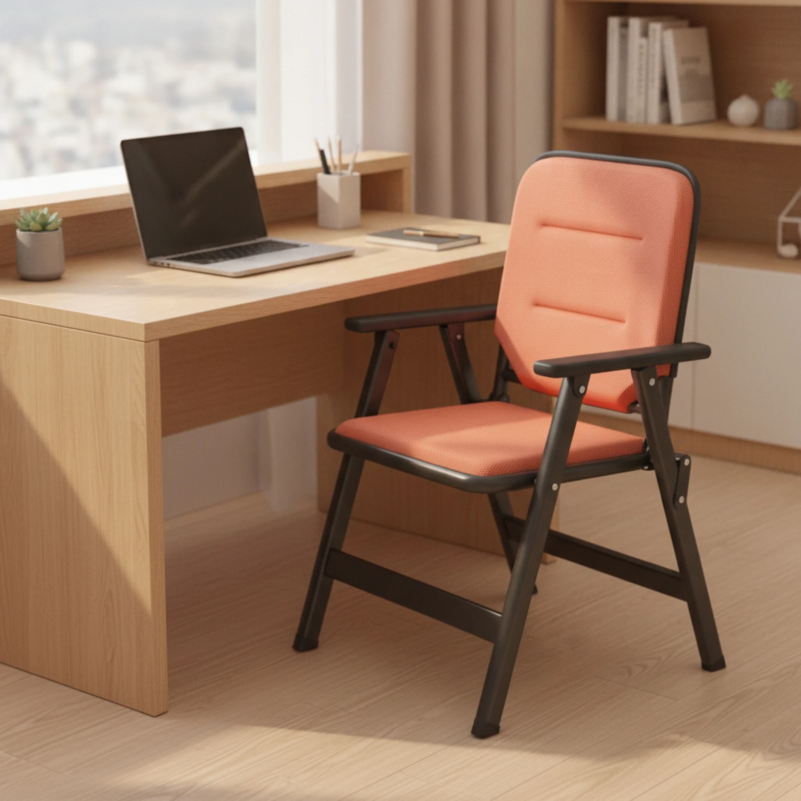 Folding Chair with Padded Seat Portable Padded Folding Chair Furniture Compact No Assembly Required for Professionals, Office