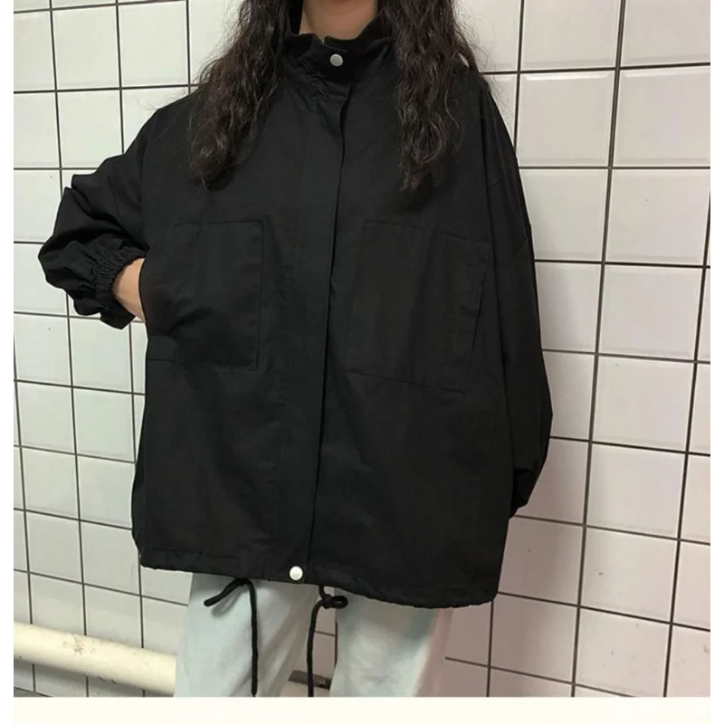 Trench da donna 2025 Nuovo stile Harajuku BF Studente versione coreana allentata Versatile lavoro a maniche lunghe Top alla moda