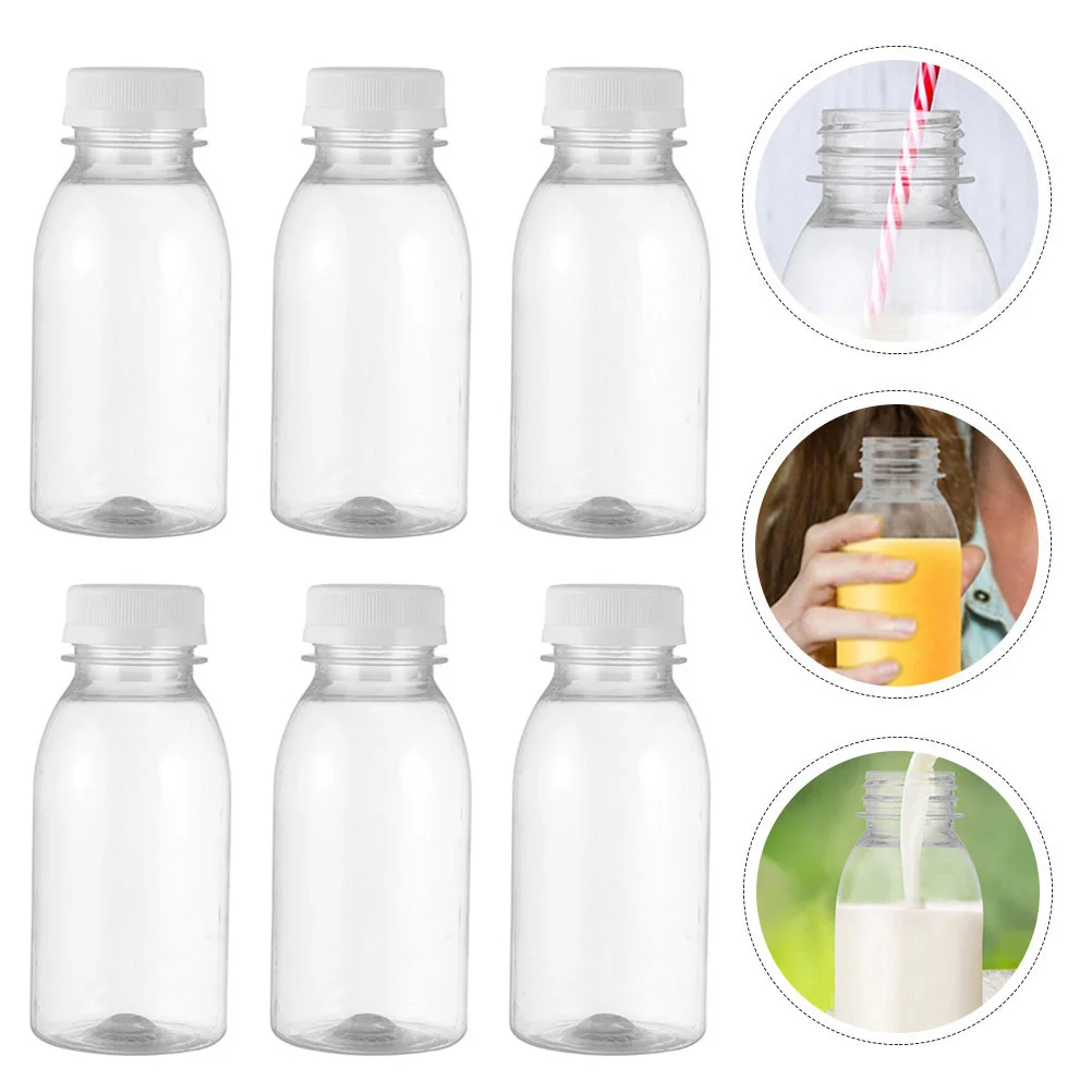 6 Pcs Juice Press Milk Bottle Small Bottles with Lids Mini Plastic Little Reusable Child Baby