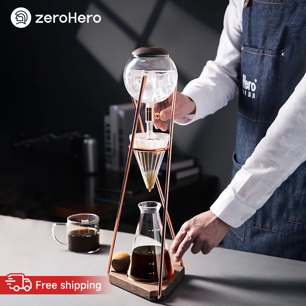 zeroHero Dingyuan Classic Cold Brew Maker 500ml Walnut Brass Valve for Home Office Commercial Coffee Drip Tools Se