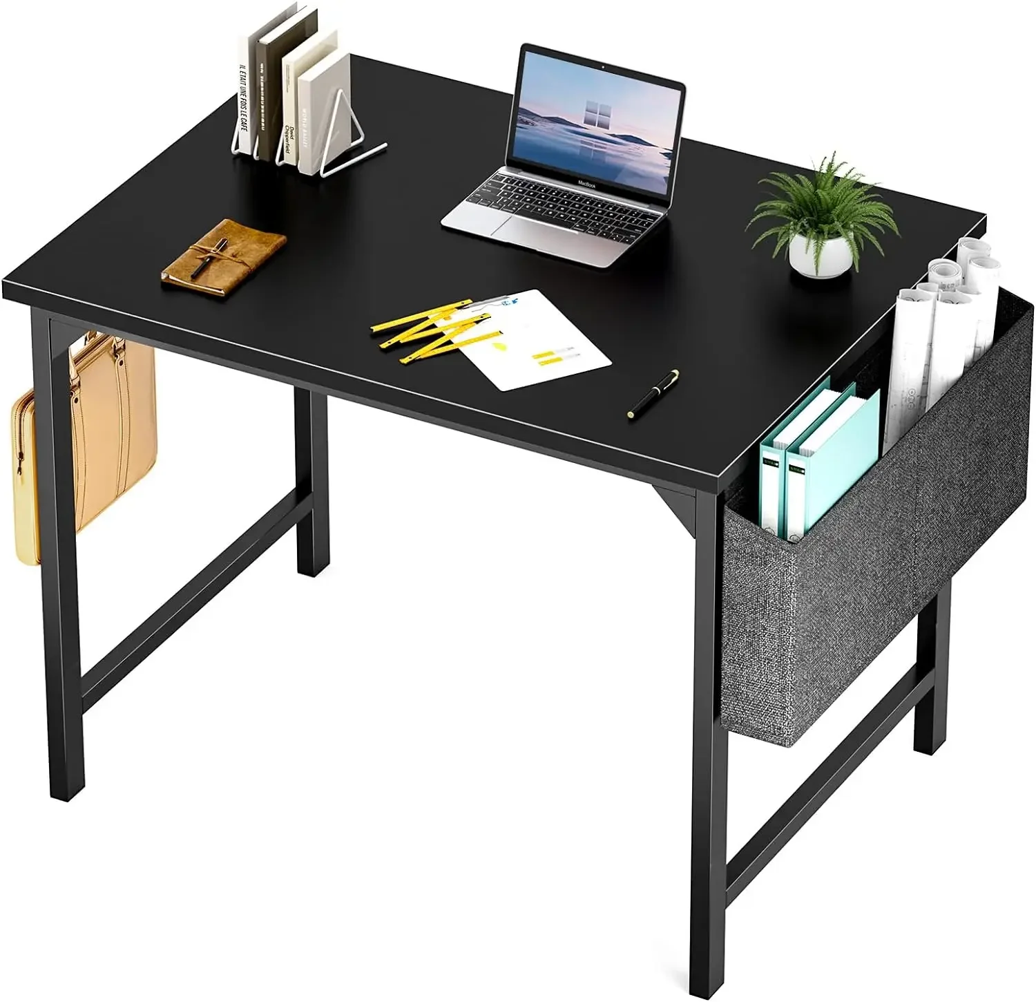 Small Computer Office Desk 32 Inch Kids Student Study Writing Work with Storage Bag & Headphone Hooks Modern Simple Home Bedroom