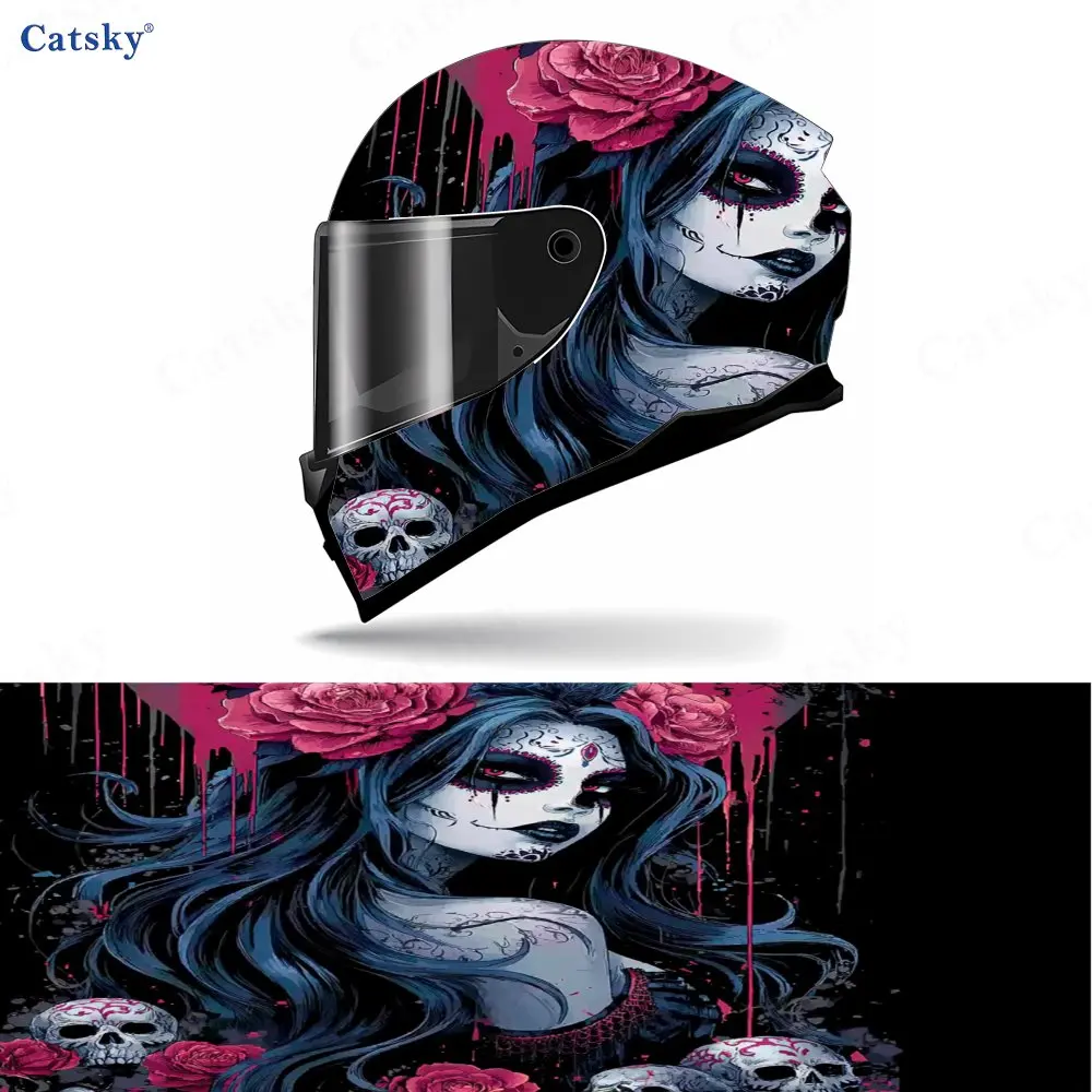 

Gothic Women Decals - Durable & Waterproof PVC, Self-Adhesive Motorcycle Racing Helmet Sticker, Striking Design, Perfect Gift Fo
