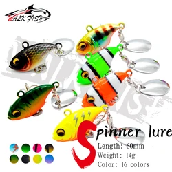 WALK FISH 1PCS New Tail Spinning 14g Balance Rotating Metal Jig VIB Vibration Bait Spinner Spoon Sinking Lure Fishing Lure Pesca