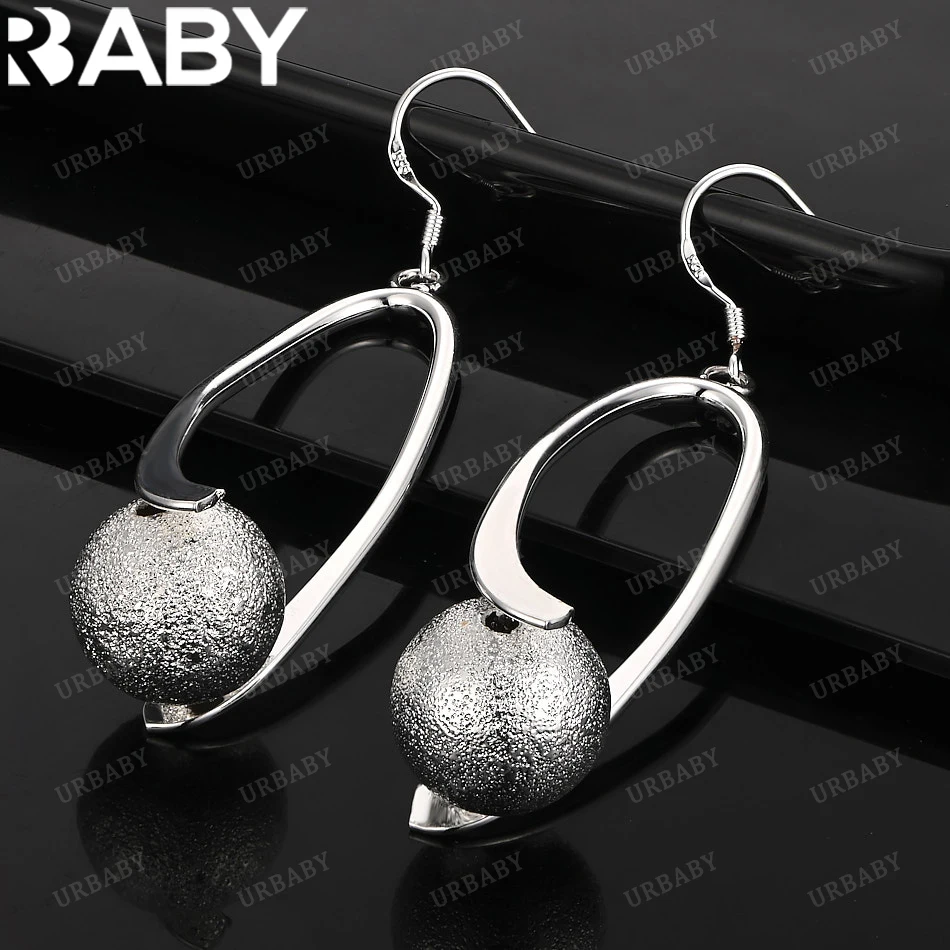 

URBABY стерлингового серебра 925, круглые матовые серьги-шарики, серьги-капли для женщин, ювелирные изделия, модная вечеринка и повседневная одежда