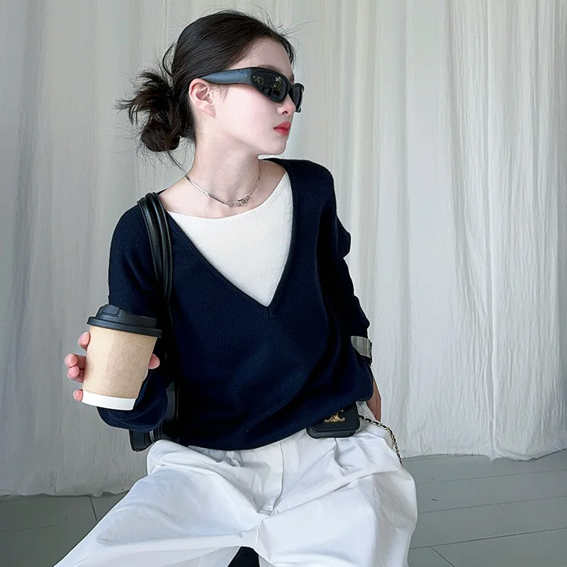 

Teenager Girls Casual Sets Autumn Korean Children Girls Patchwork Knitted Top Kids Girls Wide Leg Pant 4-14Y Girls 2pcs Outfit