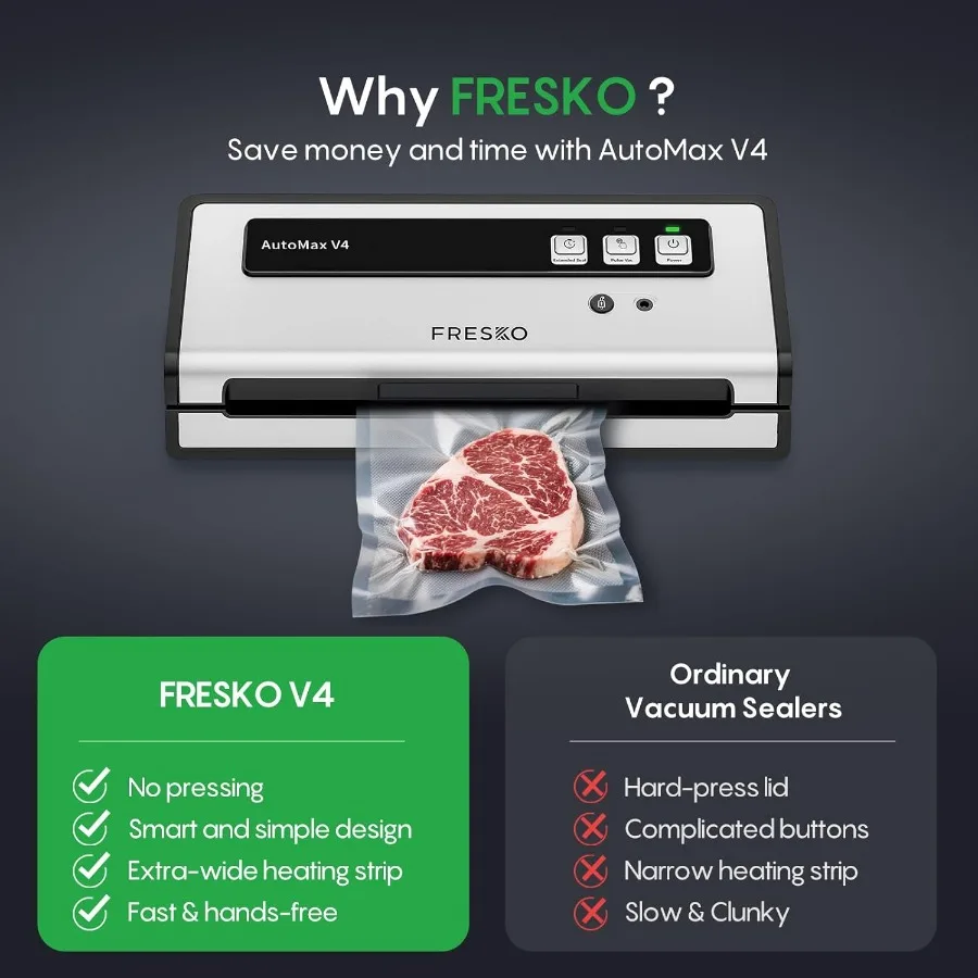 自動袋検知機能付き真空シーラーマシン メイソンジャー真空アクセサリーセット ダブルヒートシール 簡単操作スターターキット