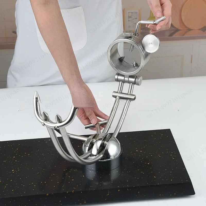 Stainless steel marble base ham stand with adjustable height and 360 degree rotating display stand