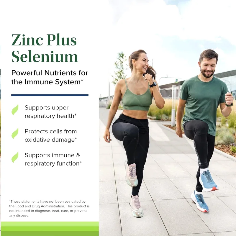 Natural Zinc with Selenium -60 Capsules - Immune Support, Respiratory Function, Cell - Non Gmo, Vegan -60 Servings