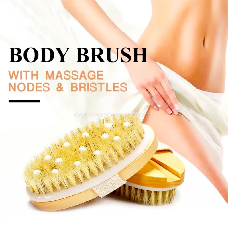 الجلد الجاف الجسم الاستحمام فرشاة لينة الطبيعية الخشن سبا التقشير خشبية الجسم فرشاة اغتسال أدوات مساج لتقشير السيلوليت