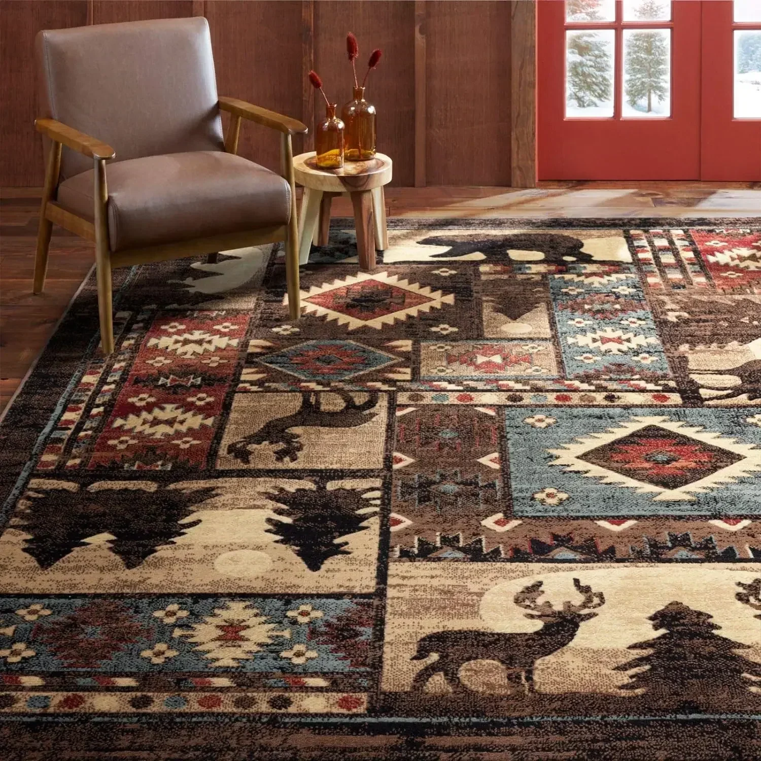 Furniture suppliesHome Dynamix Buffalo Bear Rustic Area Rug, Brown/Red, 7'10