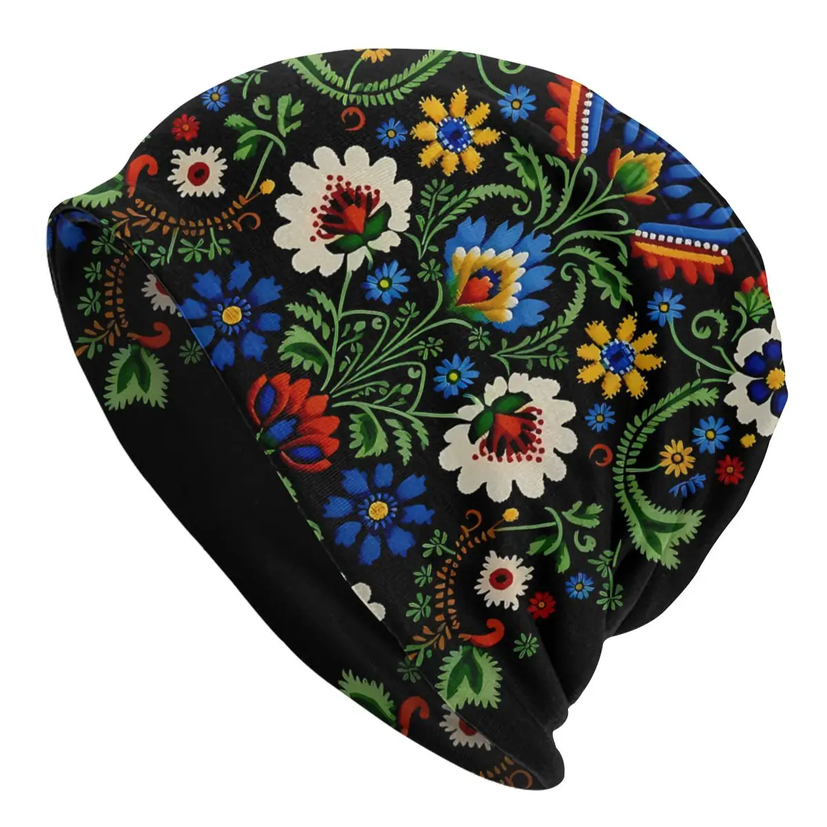 Mexican Portuguese Embroidered Flower Fashion Thin Hats Blue Cream Bonnet High Quality Skullies Beanies Caps